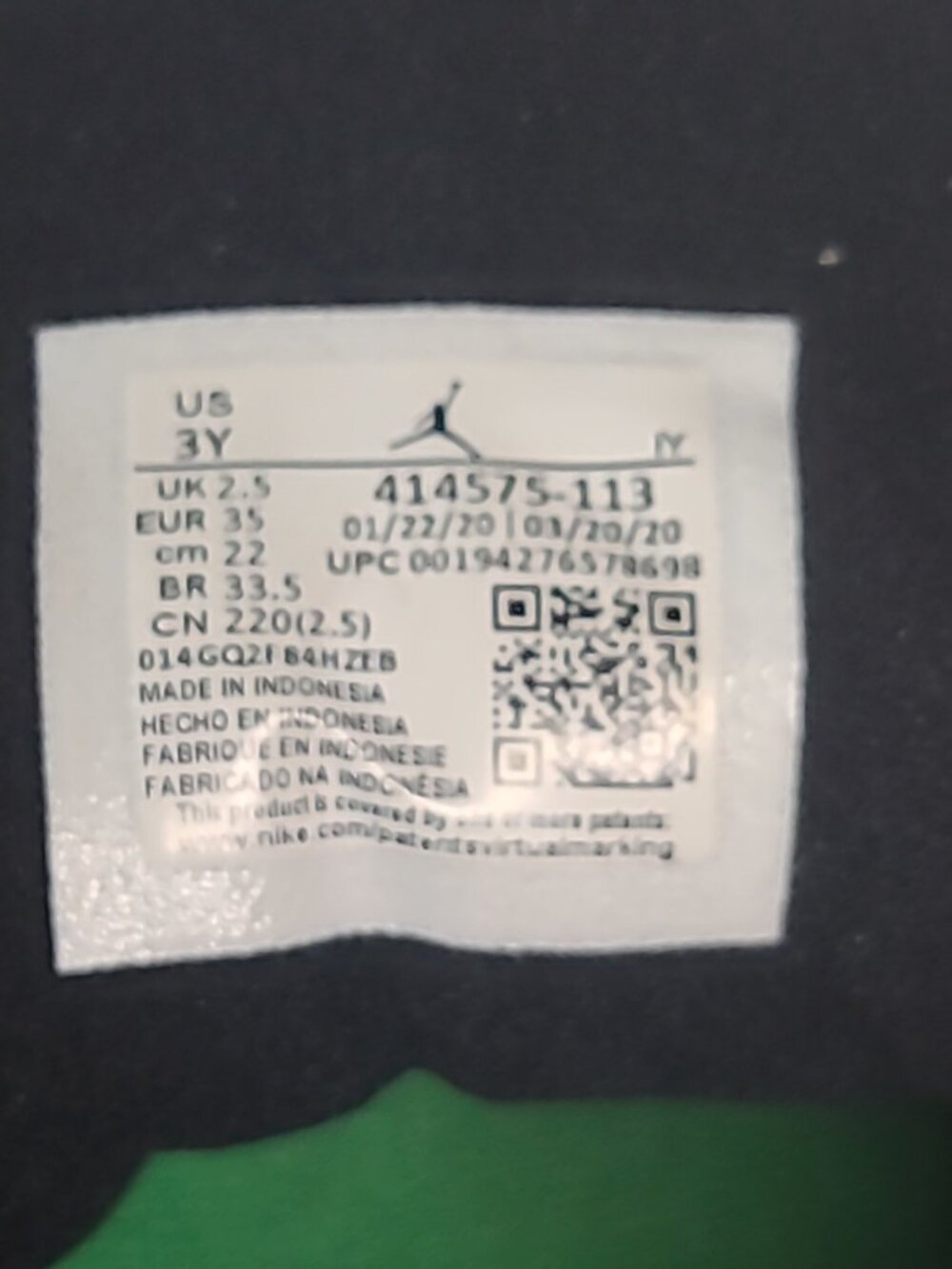 Jordan 13 Retro "Lucky Green" Sneakers Size 3 Youth White EUC - Picture 8 of 8